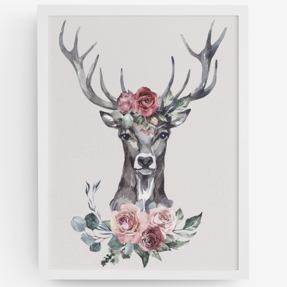 Modern Wall Art Floral Deer Poster Print UNFRAMED - Picture 11 of 11